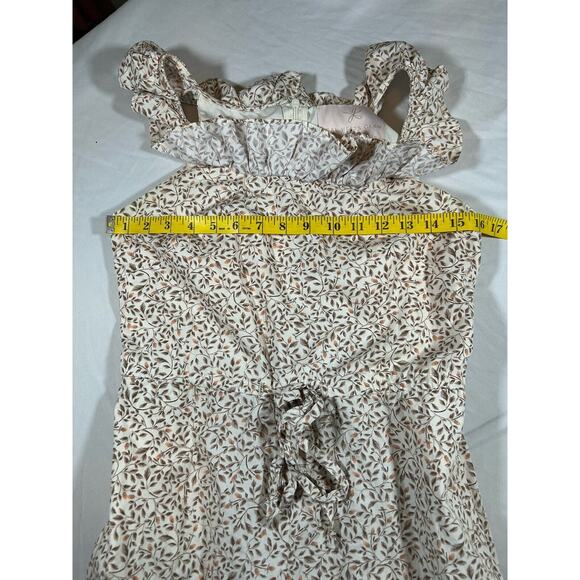 Gal Meets Glam Ditsy Floral Cropped Jumpsuit Womens Size 4 Tan Boho Spring - Picture 11 of 14